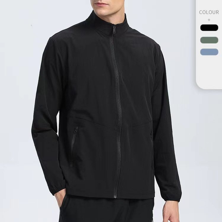 定制梭织运动外套男锦纶拉链开衫速干跑步健身瑜伽服印字印LOGO
