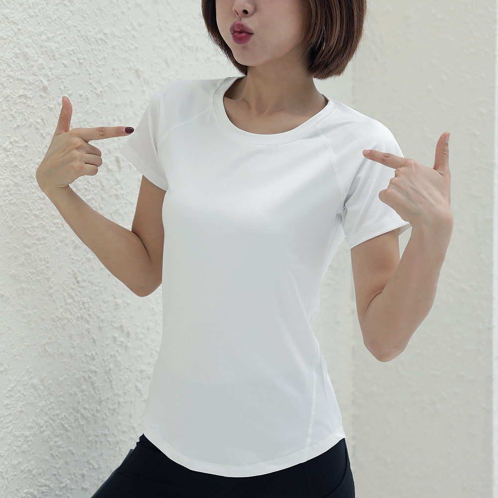 定制白色t恤女夏季健身跑步上衣反光透气瑜伽运动短袖女印LOGO字图片