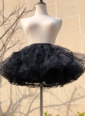 黑色暴力裙撑40cm短款无骨软纱撑lolita洛丽塔半身裙日常女装COS
