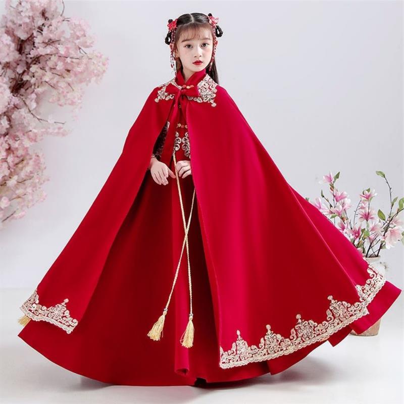 女童汉服女童新款古装公主套装冬季女孩古风儿童连衣裙加厚