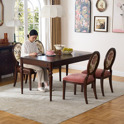 复古美式樱桃木法式风实木长餐桌