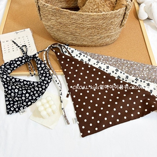 韩系秋冬加厚宝宝口水巾婴儿三角巾男女童围巾发带波点屁帘凹造型