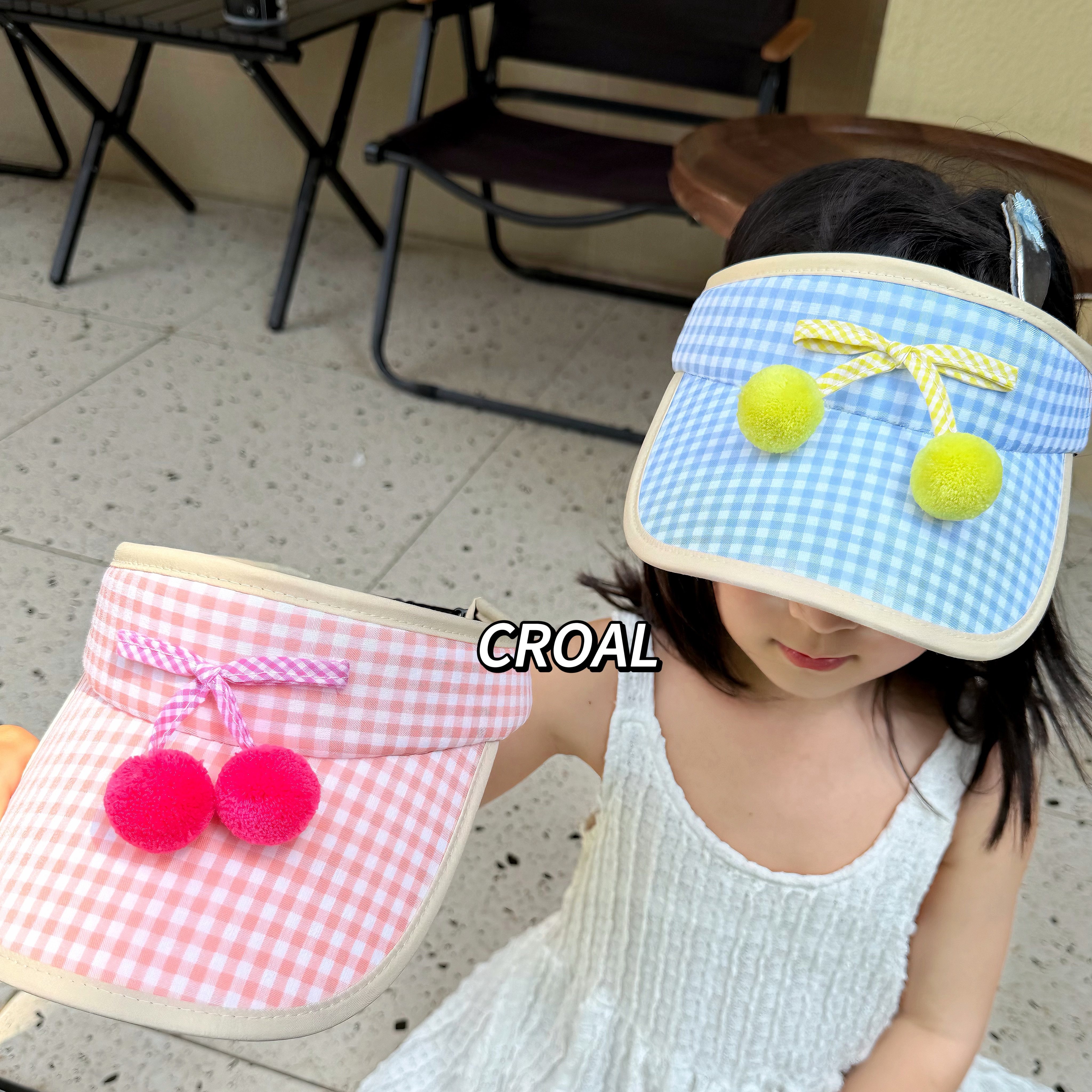 CROAL韩系儿童防晒空顶帽太阳帽户外运动休闲女童遮阳帽子女孩图片