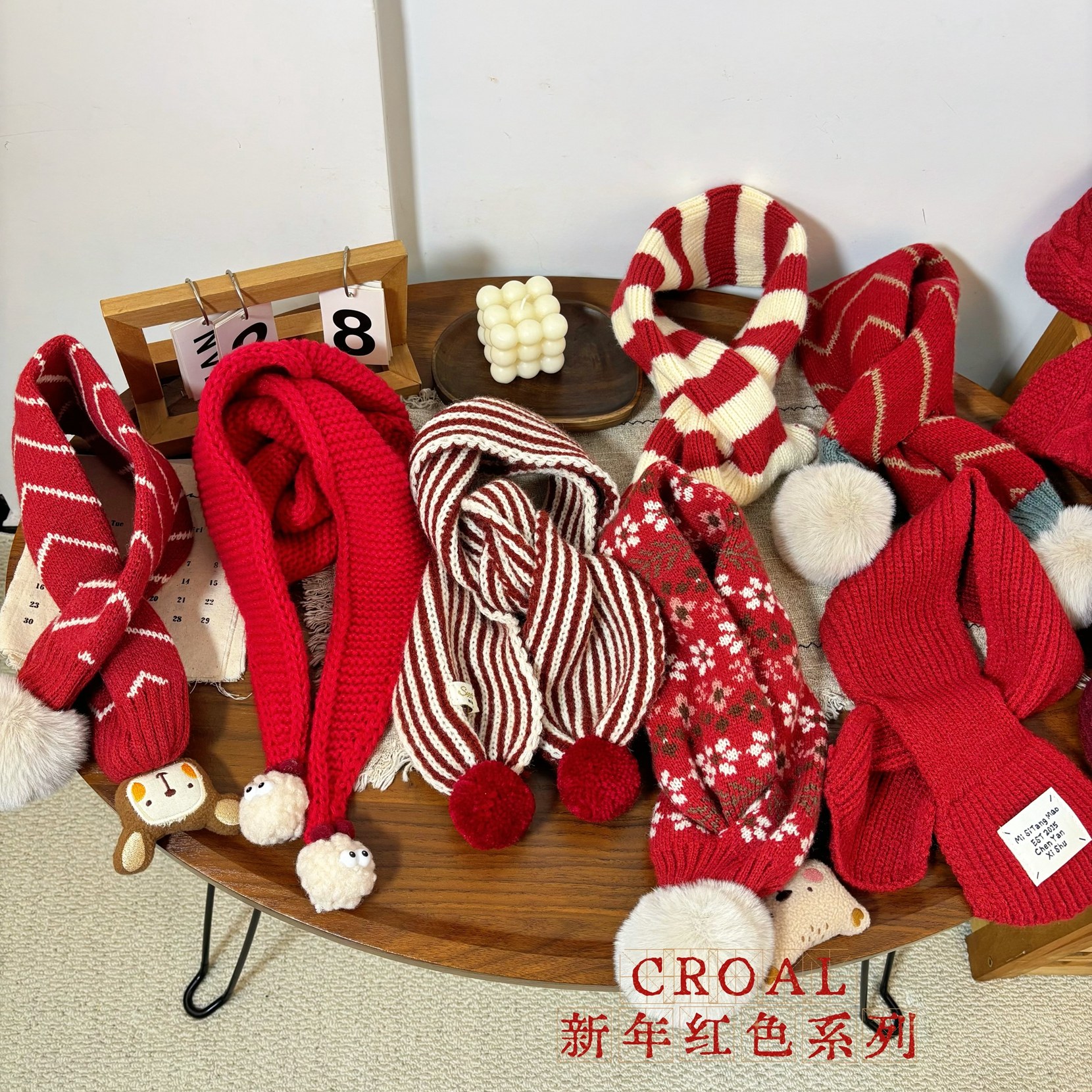 儿童围巾大红色元旦春节男女童冬季过新年围巾针织毛线宝宝围脖,童装/婴儿装/亲子装,围巾,淘宝优惠券,粉丝福利购,淘宝优惠卷