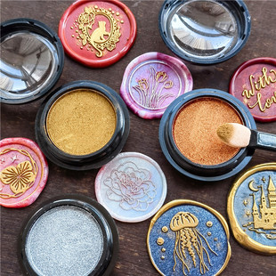 火漆印章上色笔 火漆膏金粉魔镜粉闪光粉珠光粉 印章上色极光粉