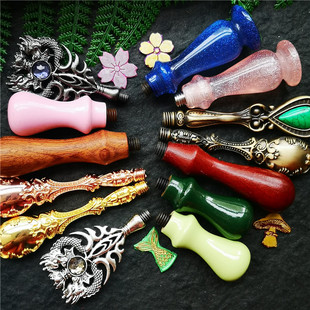 火漆印章手柄 孔雀金属木质手柄 迷你葫芦螺纹手柄 印章通用手柄