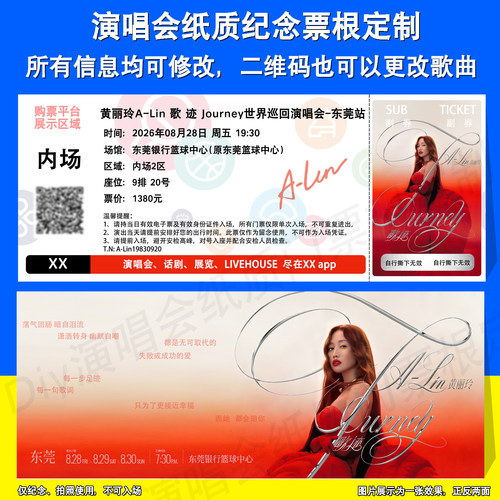 黄丽玲A-Lin演唱会票根定制东莞