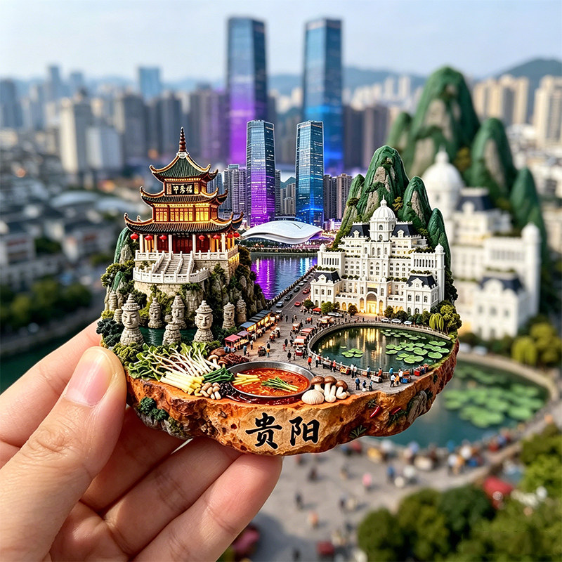 【贵阳冰箱贴】城市风景3D立体金属冰箱贴景点纪念品加强磁力