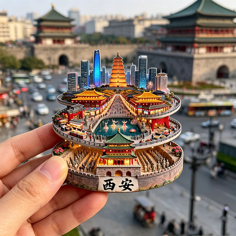 西安3D金属灯光冰箱贴旅游纪念
