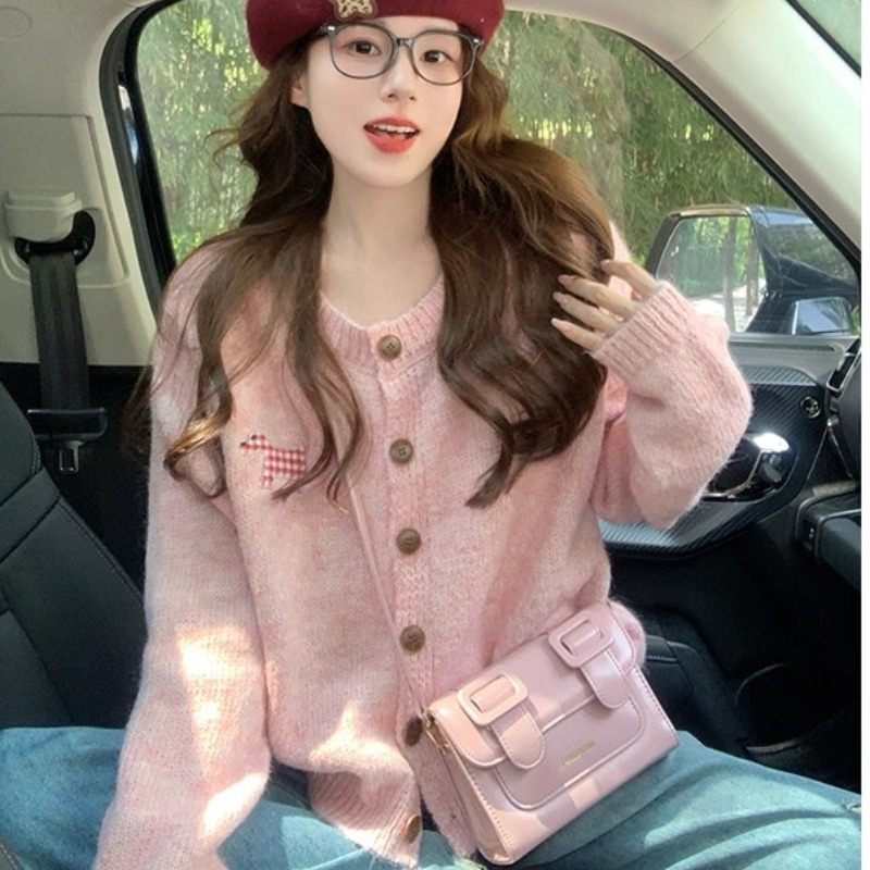 新款卡通小狗设计感宽松针织开衫