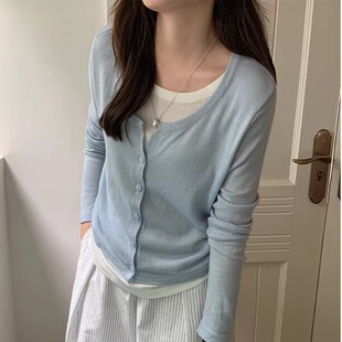 广州十三行女装高端欧货2026新款针织开衫假两件拼接毛衣外套秋冬