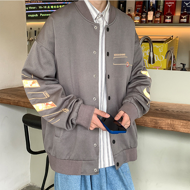 2025秋装针织面料时尚印花男士夹克外套棒球服JK836-P80,男装夹克,电商A006