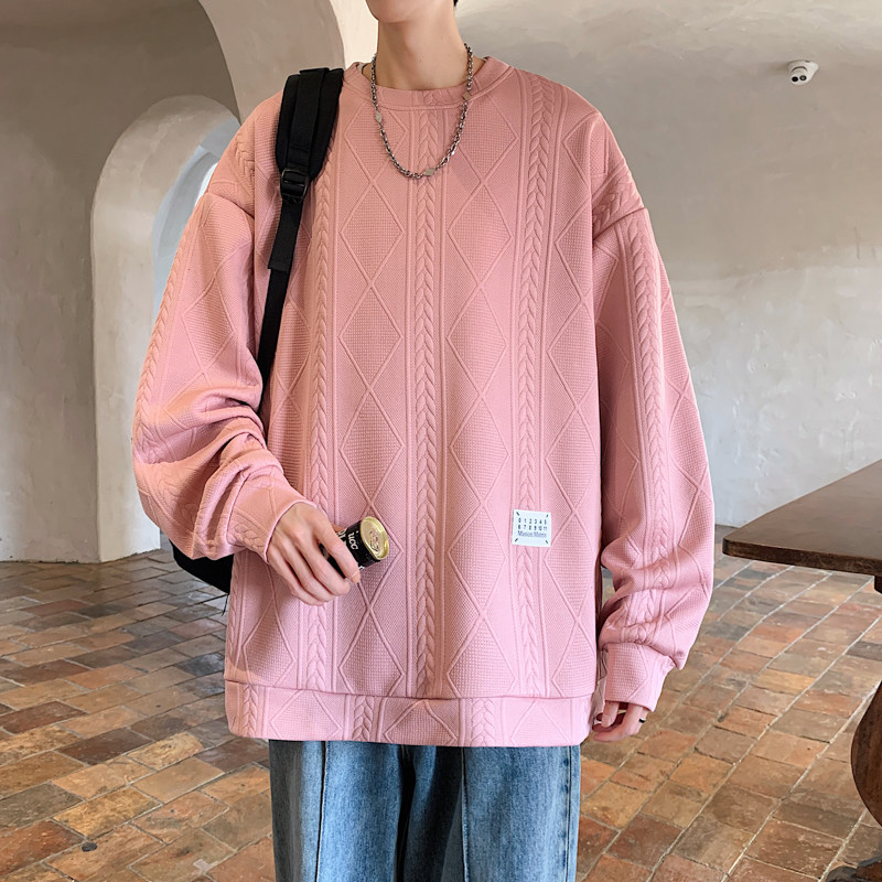 2025春装新款圆领宽松情侣长袖t恤衫男士潮流百搭卫衣W9905-P35，男装T恤，电商A006