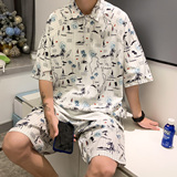 2025夏季新款休闲短袖套装短裤POLO衫运动套装T825-P65控88元，男装牛仔裤，电商A006