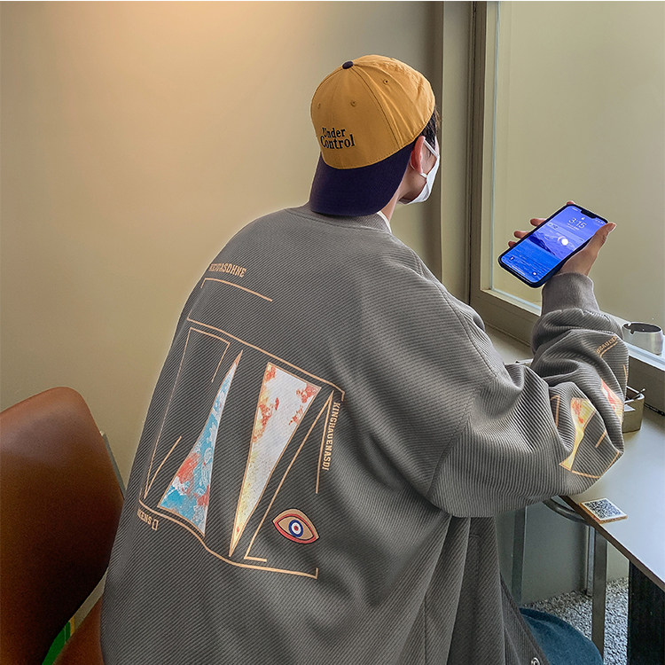 2025秋装针织面料时尚印花男士夹克外套棒球服JK836-P80，男装夹克，电商A006