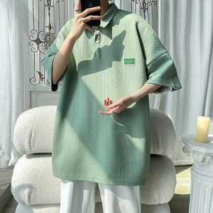 2023夏季重磅高克针织提花ins盐系男士短袖T恤POLO衫 T9907-P45图片