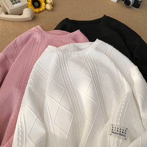 2025春装新款圆领宽松情侣长袖t恤衫男士潮流百搭卫衣 W9905-P35，男装T恤，电商A006