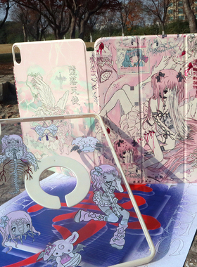 PlayGirll怪诞涂鸦抽象梦幻适用2024款iPadpro11磁吸保护套mini7可拆分10代透明亚克力防弯搭扣款旋转Air6壳