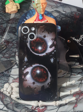 PlayGirl原创暗黑机械眼球小众适用苹果iPhone15pro亮面菲林16promax黑色14plus菲林磨砂imd全包13安卓定制