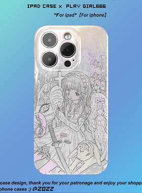 PlayGirl亚文化暗夜天使二次元ins风菲林亮面手机壳适用华为nova7苹果14iPhone11/12/XSMAX防摔安卓荣耀定制
