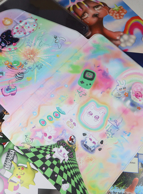 PlayGirl趣味涂鸦可爱梦幻插画ipad保护套适用苹果pro11保护壳air5平板旋转亚克力mini6带笔槽蚕丝纹三折华为