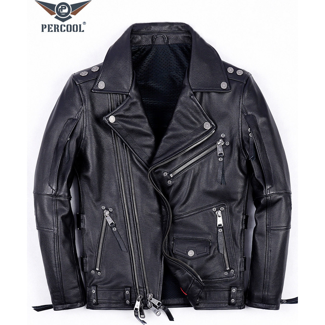 哈雷机车服真皮皮衣男头层牛皮骑行外套重磅新款大翻领摩托车夹克