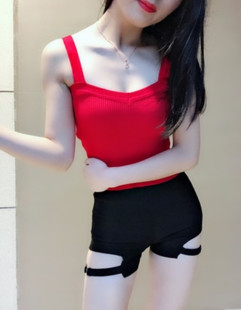 ins超火的夏季腿环设计高腰紧身短裤女chic圆环a字显瘦性感热裤女