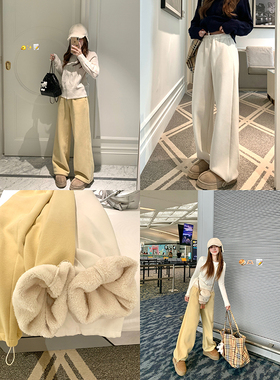 Ashy Snow 过冬王炸裤！超暖加厚绒可束脚卫裤女冬宽松显瘦直筒裤