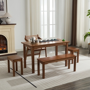 阳台小户型茶桌椅组合新中式实木办公茶几一桌五椅家用功夫泡茶台