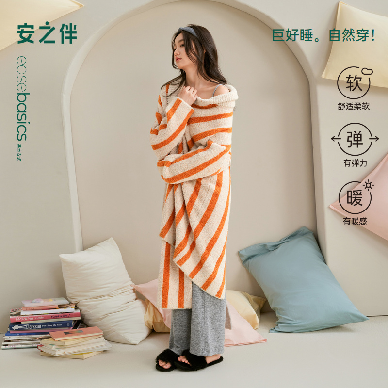 安之伴【巨保暖】半边绒睡袍女秋冬季冬款加厚珊瑚绒保暖睡衣浴袍
