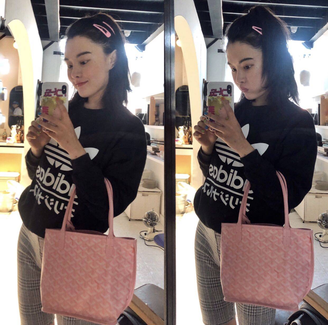 智仙生同款粉色包 购物袋女