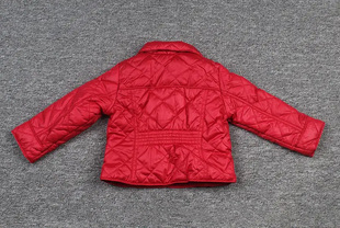 秋冬季汤家女童夹棉菱形格纯色基础外套棉服棉袄