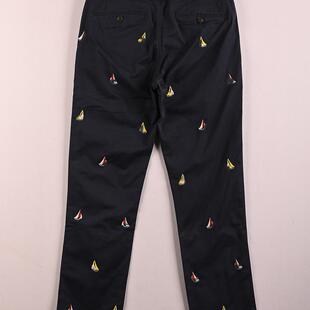 码家男装帆船刺汽车绣满绣款全棉直筒版商务休闲长裤straight fit