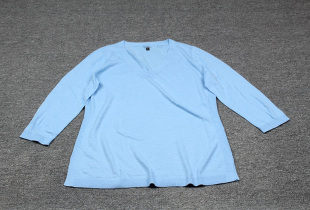 V领套头针织衫 美单TBS大码 长袖 全棉薄款 基础纯色T恤1 女装