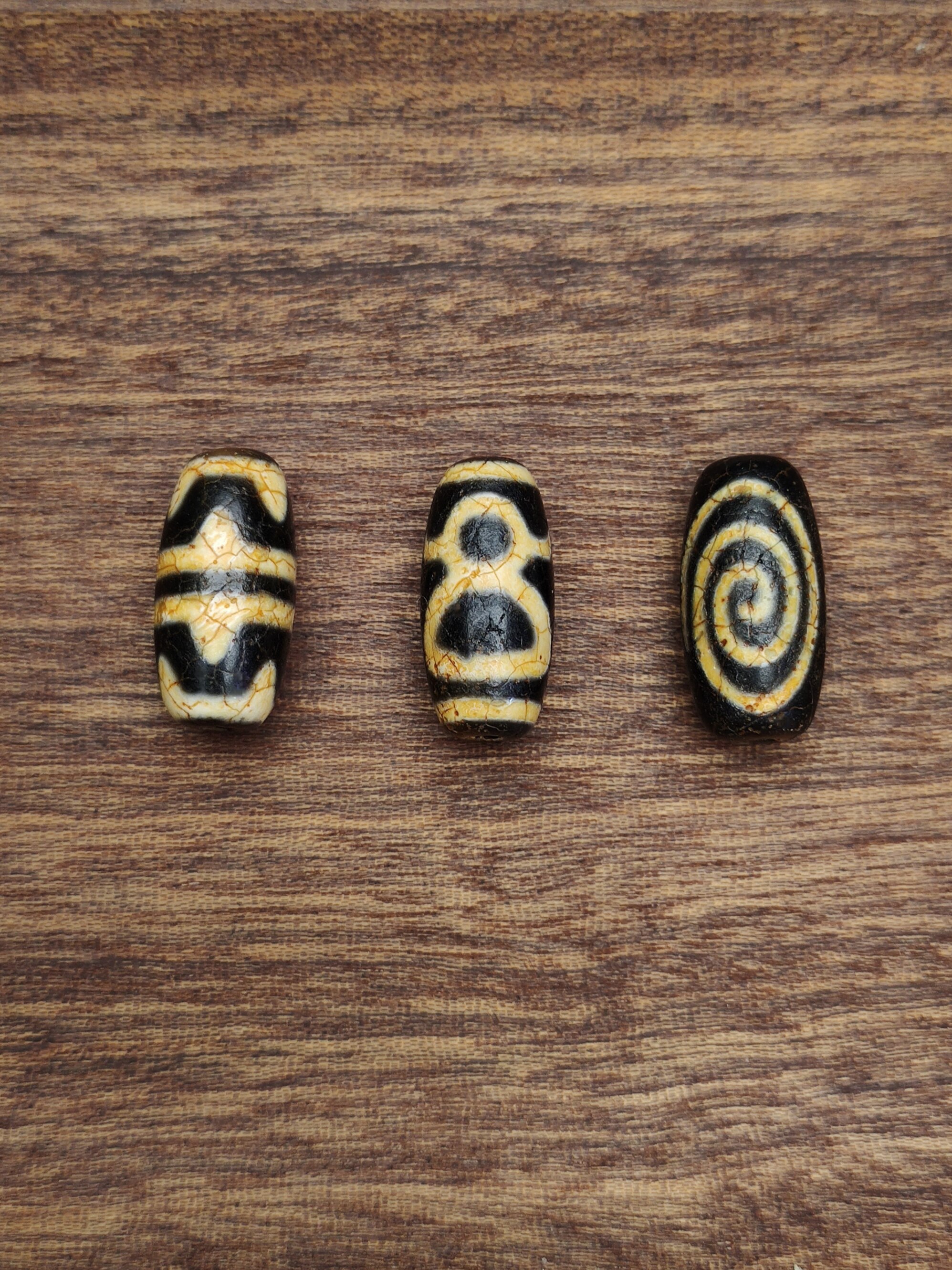 天玛西藏天珠金火供双虎牙财神如意玛瑙玉髓古玩老料男女吊坠配珠