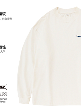 ORIZ休闲户外路亚T恤蓝色鲈鱼图案男女中性圆领长袖印花宽松卫衣