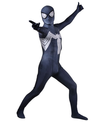 成人儿童Venom SpiderMan黑色毒液共生体蜘蛛侠Cosplay连体紧身衣
