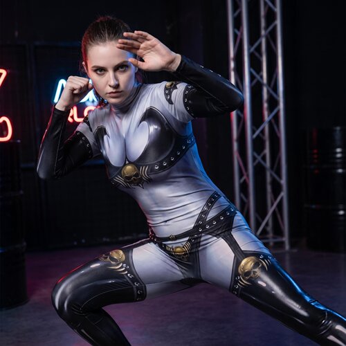 骷髅铆钉3D印花暗黑恶魔Zentai角色扮演连体紧身衣派对Cosplay服