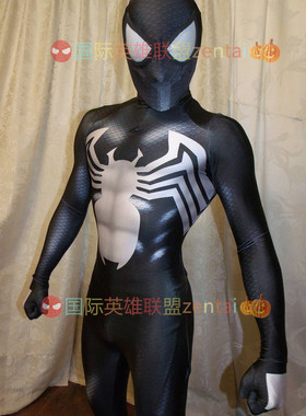成人儿童男款动漫电影毒液2蜘蛛侠连体紧身衣Symbiote Cosplay服