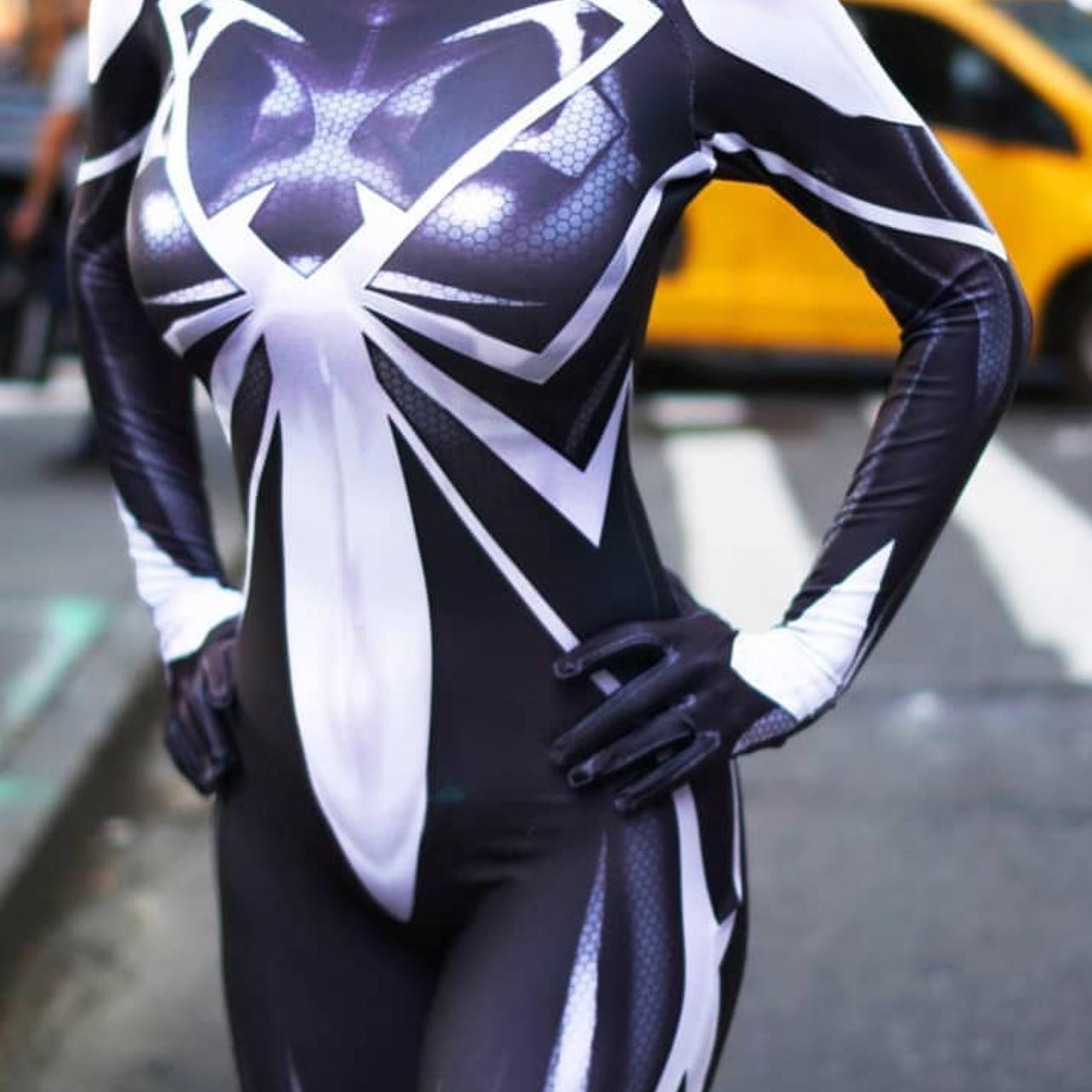 万圣节黑色女款蜘蛛侠连体紧身衣Spiderman Cosplay扮演服