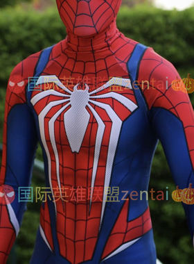 男款PS5游戏蜘蛛侠连体紧身衣Spiderman Cosplay战衣万圣节扮演服