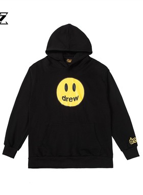 正品drew连帽卫衣黑色笑脸帽衫男女情侣美式潮牌纯棉外套上衣秋冬
