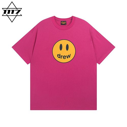 市面最顶版drew短袖玫红笑脸t恤