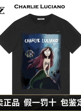Charlie Luciano美人鱼cl暗黑童话男女情侣潮牌半袖短袖T恤tee