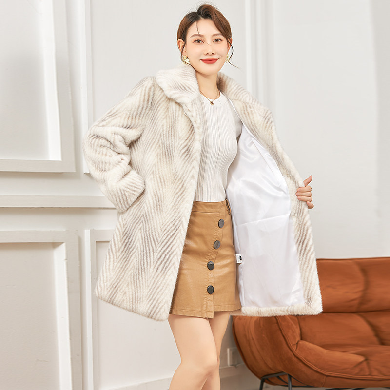 水貂皮草外套女中长款洋气妈妈