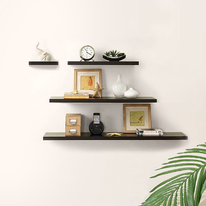 黑色可电视墙装饰架木板实木一字隔板墙上置物架墙板定制墙壁书架