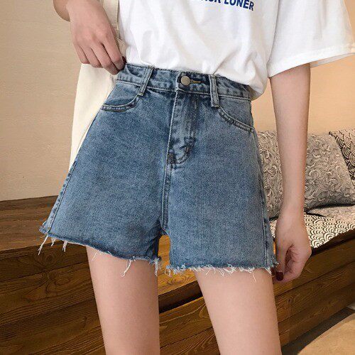高腰牛仔短褲女夏裝新款韓版學生撕邊寬松百搭複古闊腿直筒熱褲潮在類目 女裝/女士精品, 牛仔褲中 - 來自Buy2taobao.com提供專業的淘寶代購服務
