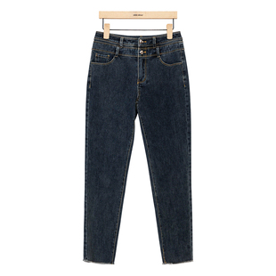 oldcolour高腰修身牛仔裤春季新款复古气质直筒铅笔裤女P12113421