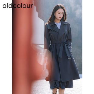 oldcolour春季新款韩系休闲简约气质宽松显瘦风衣外套女Q110405A1
