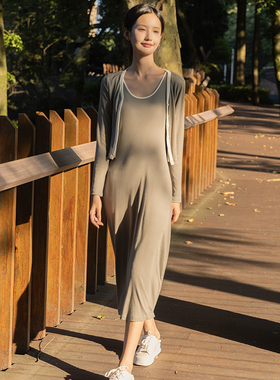 分oldcolour秋休闲运动针织开衫+吊带连衣裙两件套BQ311004A1-699
